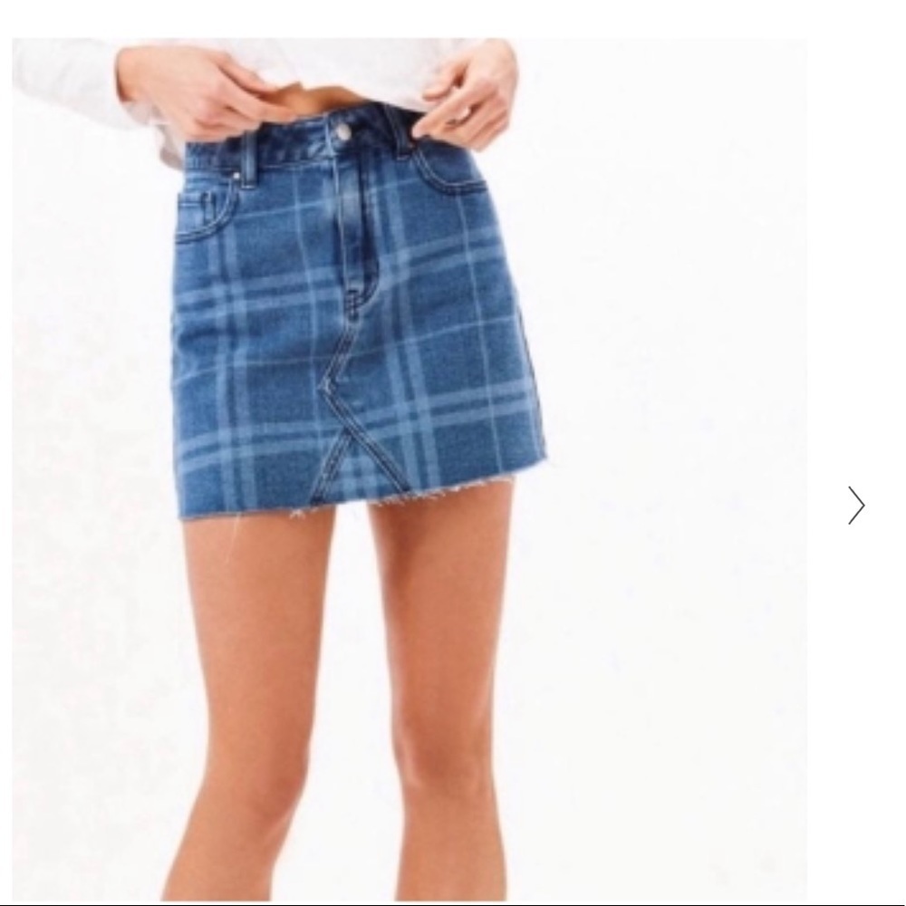 Pacsun Plaid Print Denim Skirt